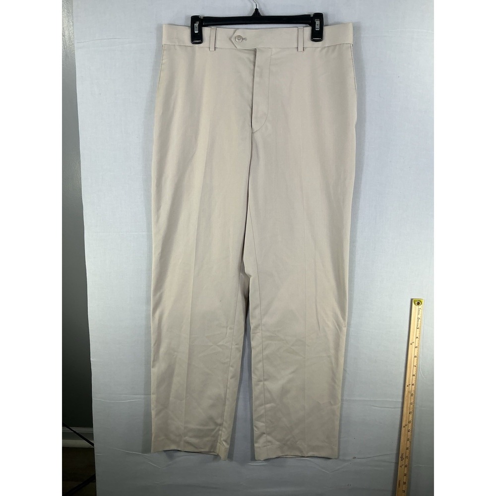 Stafford Men's Trousers, Travel 34x32 Classic Fit, Flat Front, Wool, Poly,